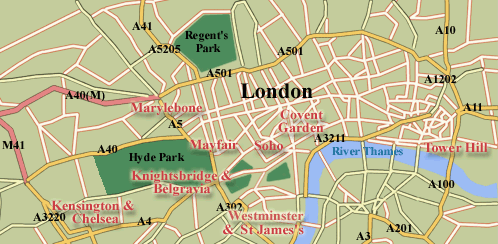 map of Knightsbridge, Belgravia and surrounding district