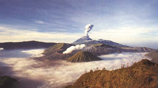 a view from the edge of the caldera